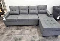 Compact 4-Seater Sectional Sofa | Fabric Finish |Cup Holders Oshawa / Durham Region Toronto (GTA) Preview