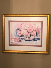 Peonies and Lace by Mary Dawn Roberts framed triple matt