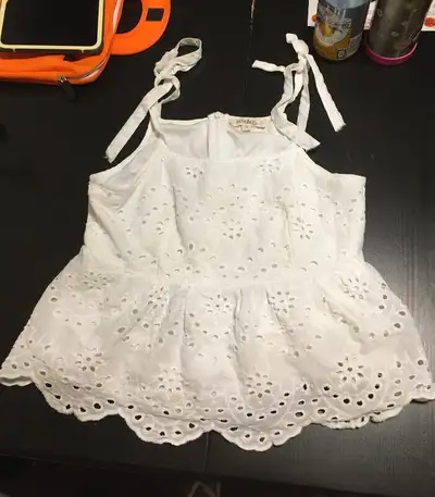 White lace eyelet summer tank top size small, View more