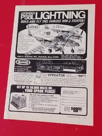 1973 PRINT AD LOCKHEED P38 LIGHTNING FIGHTER PLANE MODEL KIT