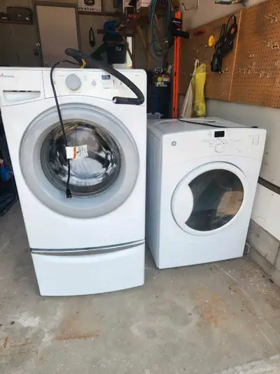 GE Gas Dryer & Amana Front Load Washer, View more