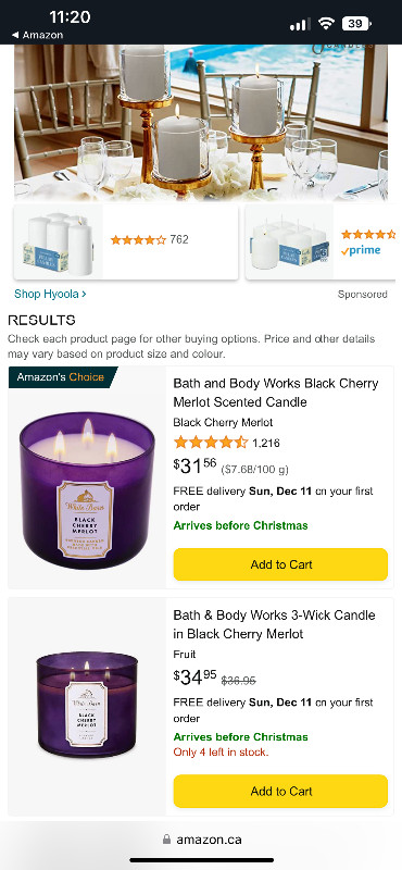Bath & Body Works - 3 Wick Scented Candle - Black Cherry Merlot in Home Décor & Accents in St. Albert - Image 2