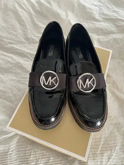 Michael Kors Patent Black Leather Loafers Size 5.5, View more