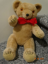 Teddy Bear, 19 inch, golden plush, jointed, big eyes, plump, 70s