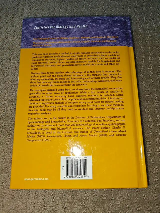 Regression Methods in Biostatistics Vittinghoff Glidden Shiboski ...