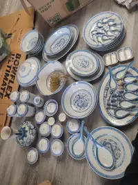 Chinese set of dishes and bowl blue dragon rice plates full set