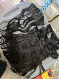 Human hair clip in extensions 