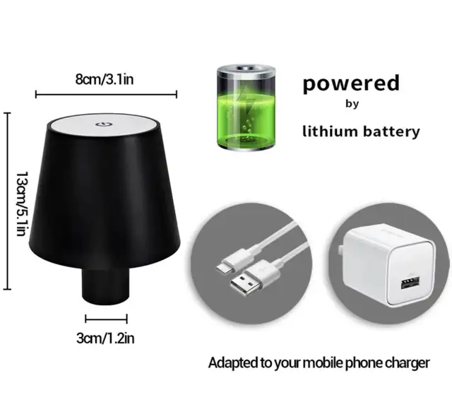 Wireless Bottle Lamp, Touch Table Lamp Rechargeable  in Indoor Lighting & Fans in Oshawa / Durham Region - Image 4