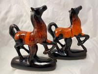 Canuck Pottery Evangeline Ware Horses, Two 7.75" Horse Figurines