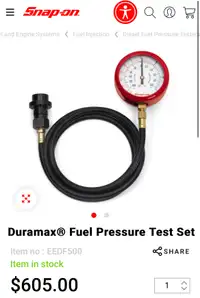 Snap on duramax fuel pressure test gauge