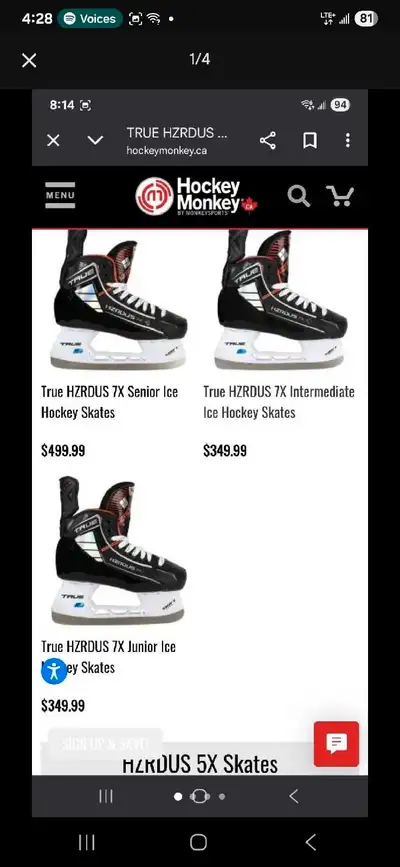 New in box New True HZRDUS 7X Senior Ice Hockey Skates size 9.5 W size 10 aswell
