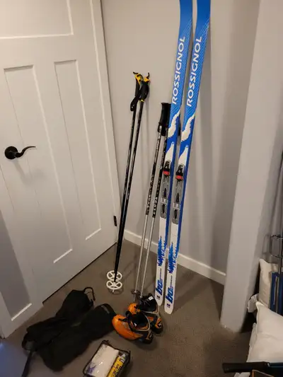Womens cross country skis, boots, poles, gators and wax kit, View more