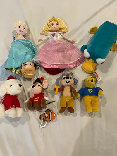 Various Disney Plush and Flip Dolls - EUC and NWT, View more