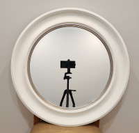 Circular wood mirror
