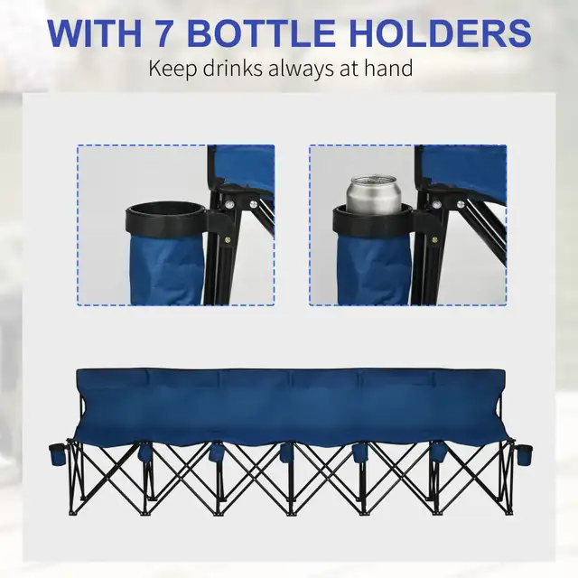 Outsunny 6 Seat Foldingblue Camping Chair with Cup Holder  in Chairs & Recliners in Markham / York Region - Image 6