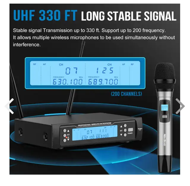 BAXS Wireless Microphone System Dual UHF Wireless Mics, 2 Handhe in Pro Audio & Recording Equipment in Hamilton - Image 3