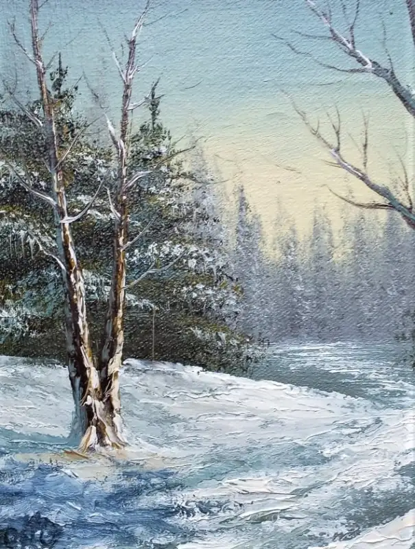 Lovely Serene Vintage Framed Original Winter Woods Oil Painting! in Arts & Collectibles in London - Image 6