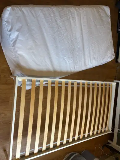 Twin Bed, Frame + mattress =$100 There are two sets of twin bed mattress and frame. The mattress has...