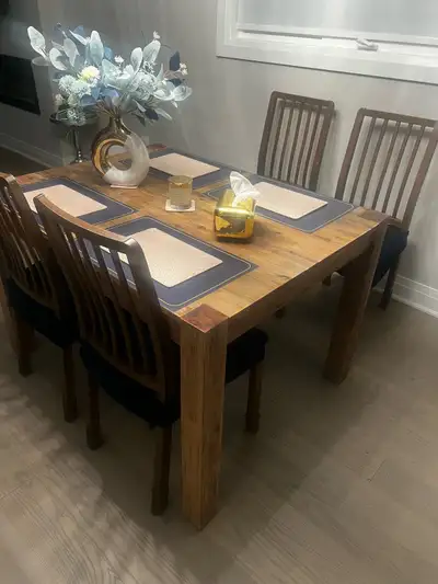 Solid Wood Dinning Table from Structube, including 4 chairs, View more