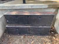 Full size pickup truck bed rail mounted tool boxes 