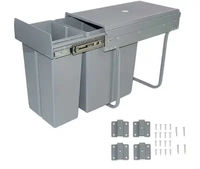 Pull Out Trash Can, 20Qt+10Qt Under Cabinet Garbage Can with Lid, Dual Sliding Out Garbage Bin Kitch...