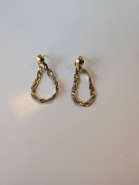 Women's 14K Tri-Colour Gold Braided Hoop Earrings