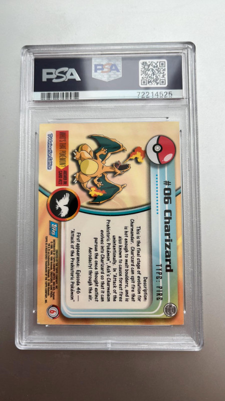 PSA 7 Charizard FOIL 1999 Topps Pokemon TV #6 Holo UK Blue Logo in Arts & Collectibles in City of Toronto - Image 2