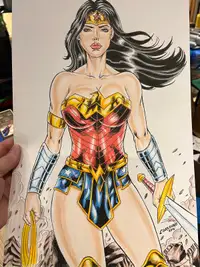 Wonder Woman / Ms Marvel Original Art By Carl Leone