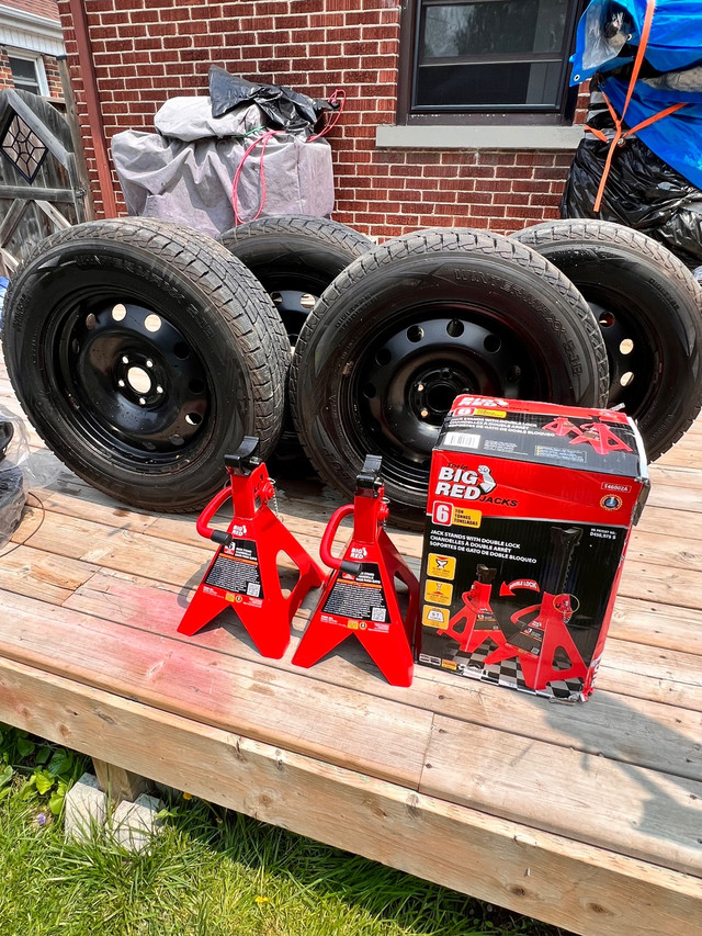 Snow tire package plus Torin big red jack stand in Tires & Rims in Oshawa / Durham Region