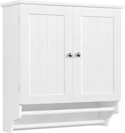  Bathroom Wall Cabinet with 2 Towel Bars Two-Door Wall Mount Org, View more