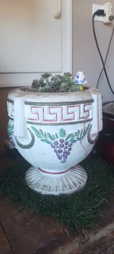 Hand painted concrete planter. Best for indoor use so paint will not peel off.