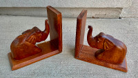 Solid Wood Elephant Bookends
