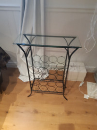 Wine rack with glass top.