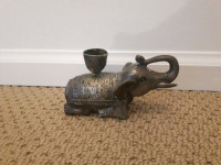 Old Vintage Brass Elephant Candle holder