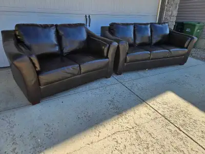 Real leather couch set/delivery , View more