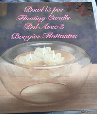 Glass Bowl with 3 floating candles