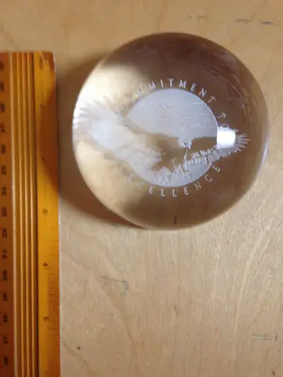 Nice heavy dome glass paperweight COMMITMENT to EXCELLENCE, View more