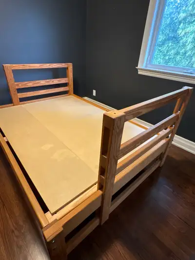 Double bed frame, wooden, View more