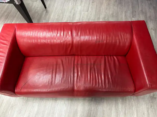 Red Leather Loveseat/Sofa (Taking offer)