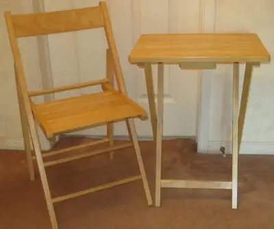 Vintage Wooden Folding Space Saving Table and Chair, View more