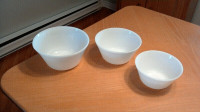 Vintage Ensemble de 3 bols de cuisson en verre de lait blanc