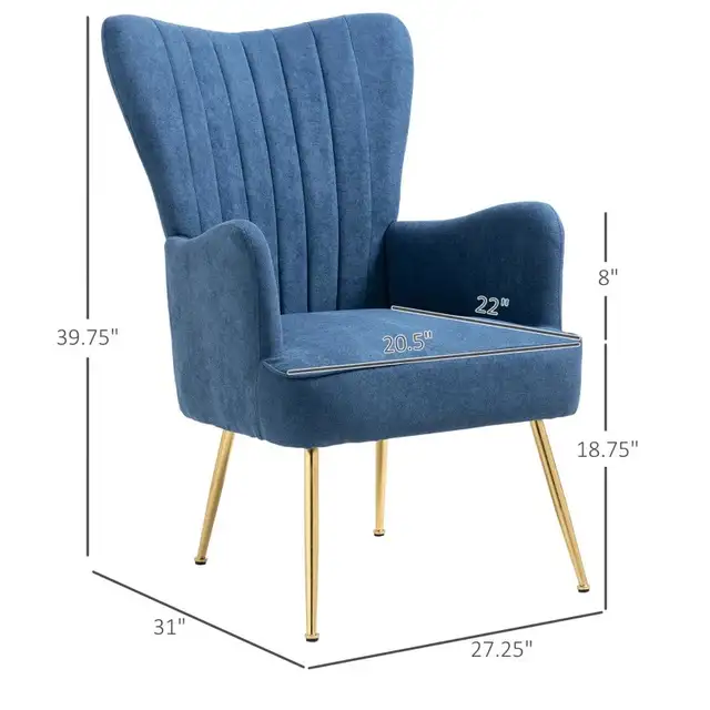 Velvet Accent Chairs, Modern Living Room Chair, Tall Back Leisur in Chairs & Recliners in Markham / York Region - Image 2