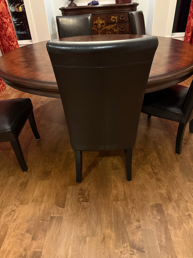 dark brown “leather” chairs five in Dining Tables & Sets in Calgary - Image 3