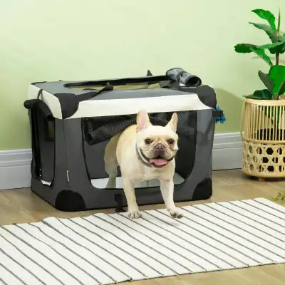 24"x 23.6”x 6.1", Foldable Pet Carrier w/Removable Mat, Grey, View more
