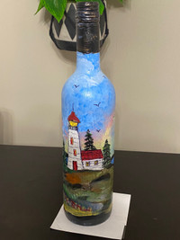 Hand painted wine bottle 