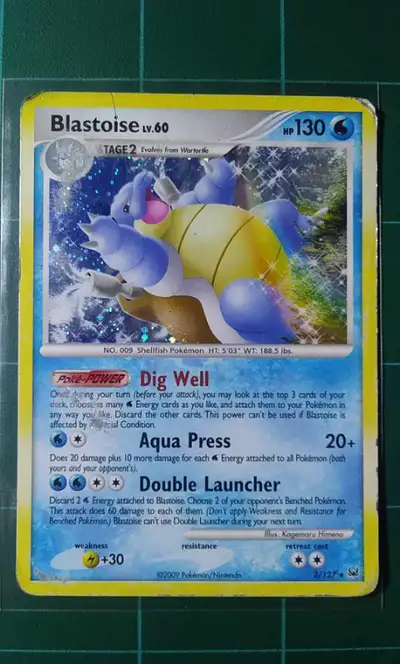 Pokemon Card Platinum 2 Blastoise Holo Rare. Damaged Condition. $5 East Saint John