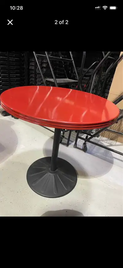 Retro Red Round Cafe Table, View more