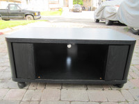 Classic Black 1980s 32inch Long TV Stand On Wheels X Condition