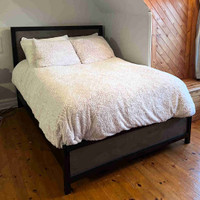 Grey & Black Wooden Bed Frame