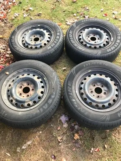 I have four 225/65R16 Sailun Inspire balanced on rims. They came off a 2012 dodge grand caravan im a...